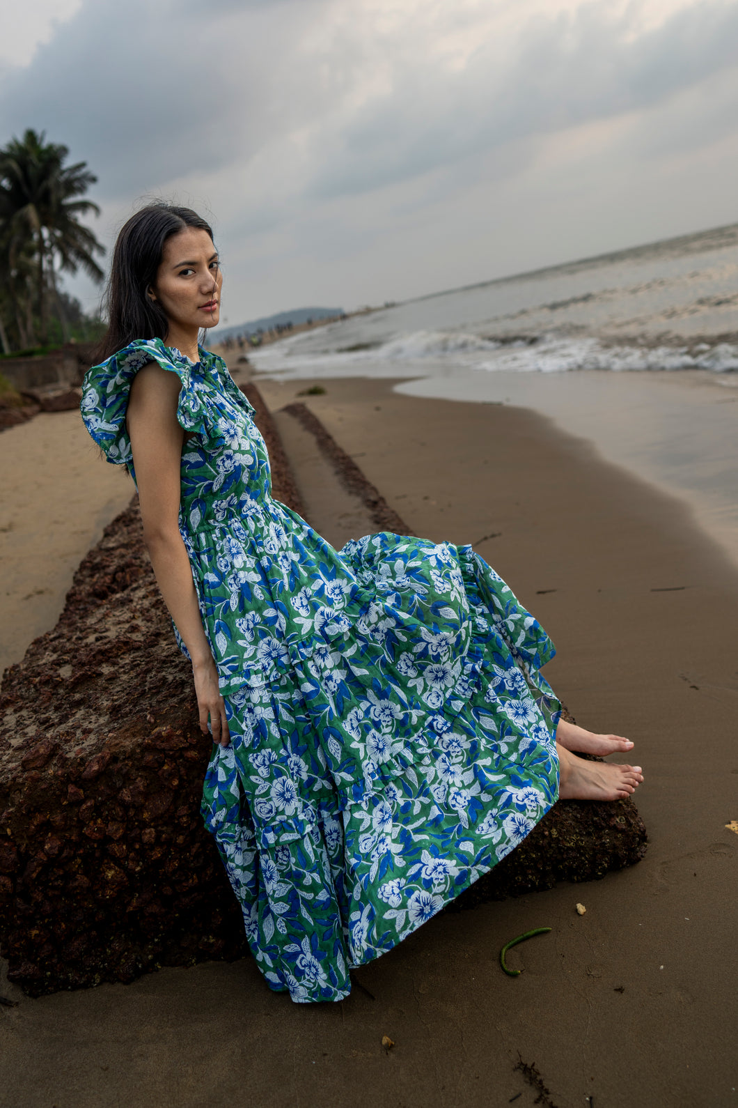 the CILANTRO midi - blue & green floral