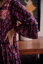 Load image into Gallery viewer, The STEVIA dress - vintage NAVY with red butis
