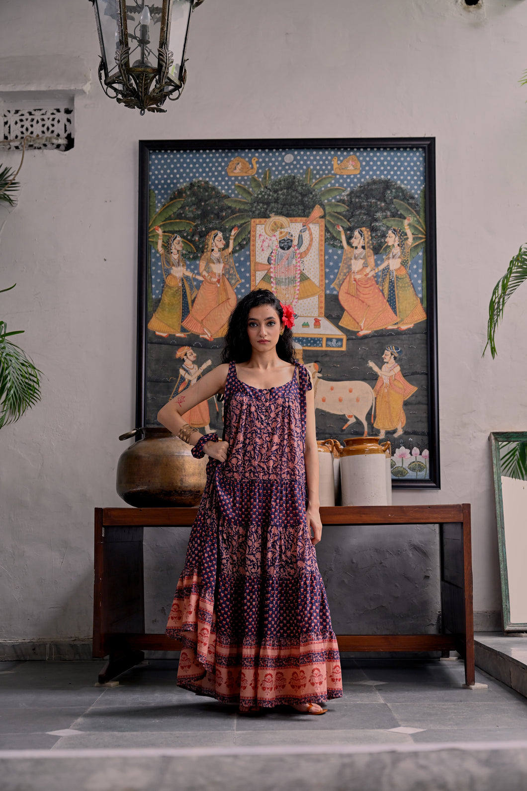 the SAGE Maxi - vintage NAVY with red butis