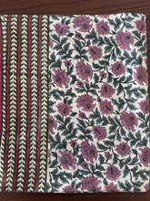 Load image into Gallery viewer, Cream with pink floral 6 seater Table cloth - block printed green jaal all over
