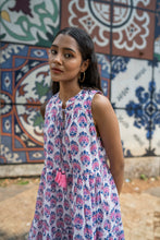 Load image into Gallery viewer, BORAGE MIDI dress - white w/ pink blue buta
