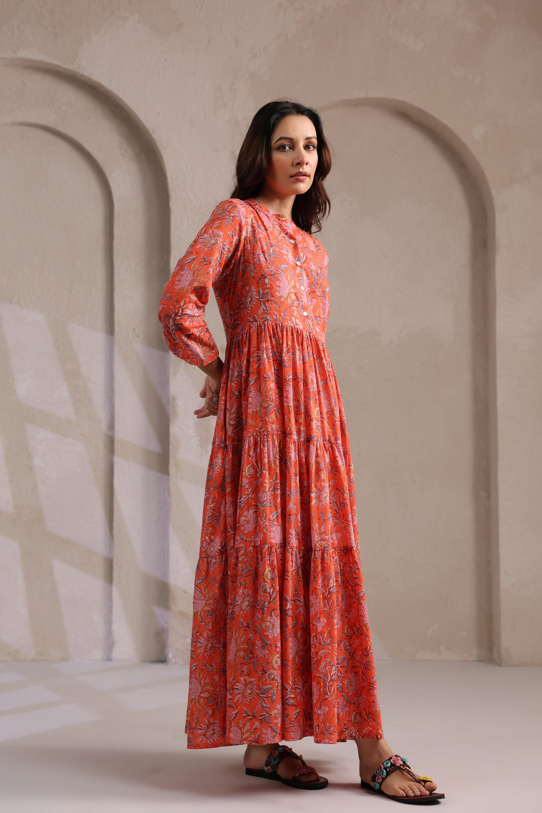 The Pepper Maxi - Coral & pink floral
