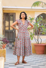 Load image into Gallery viewer, the CILANTRO midi - turquoise blue w/ pink butis
