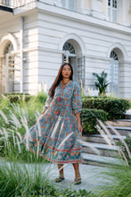 Load image into Gallery viewer, The Thyme Dress - blue colourful floral
