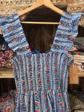 Load image into Gallery viewer, The PAPRIKA dress- blue with red floral stripes

