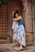 Load image into Gallery viewer, the TIERED skirt - blue stripes
