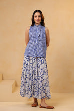 Load image into Gallery viewer, The Godet Skirt - cobalt blue floral
