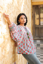 Load image into Gallery viewer, the MINT top - turquoise blue with pink butis
