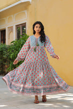 Load image into Gallery viewer, The Thyme Dress - turquoise blue &amp; pink butis
