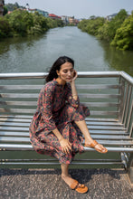 Load image into Gallery viewer, The MALABAR maxi - charcoal grey w/ fuchsia floral
