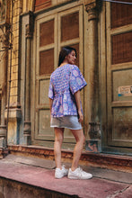 Load image into Gallery viewer, the CELERY top - purple jaal block printed
