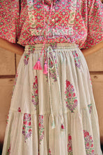 Load image into Gallery viewer, the TIERED skirt - green stripes
