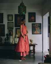 Load image into Gallery viewer, The Rhubarb flared culottes - coral with pink floral
