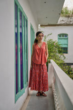 Load image into Gallery viewer, The Godet Skirt - coral &amp; pink floral

