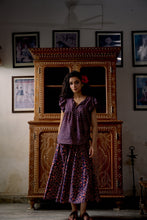 Load image into Gallery viewer, The Godet Skirt - vintage navy and red floral

