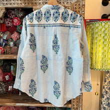 Load image into Gallery viewer, The OVERSIZED shirt- blue stripes with mughal buta
