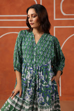 Load image into Gallery viewer, The CHILLI midi - forest green and blue floral
