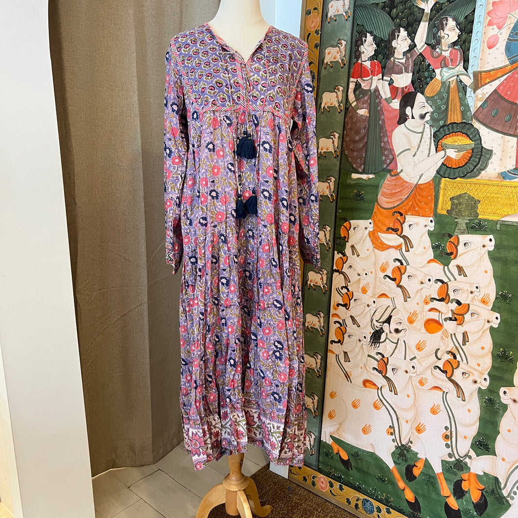 The Thyme Dress - lavendar w/ pink navy floral