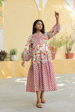 Load image into Gallery viewer, The WASABI midi - White with red and green floral
