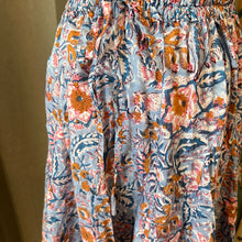 Load image into Gallery viewer, Godet Skirt - soft blue w/ pink floral
