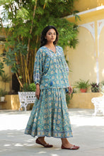 Load image into Gallery viewer, the Panelled skirt with pockets - green floral
