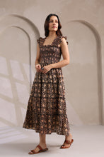 Load image into Gallery viewer, The PAPRIKA dress - black bagru floral
