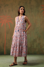 Load image into Gallery viewer, BORAGE MIDI dress - white w/ pink brown floral
