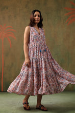 Load image into Gallery viewer, BORAGE MIDI dress - white w/ pink brown floral
