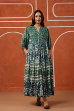 Load image into Gallery viewer, The CHILLI midi - forest green and blue floral
