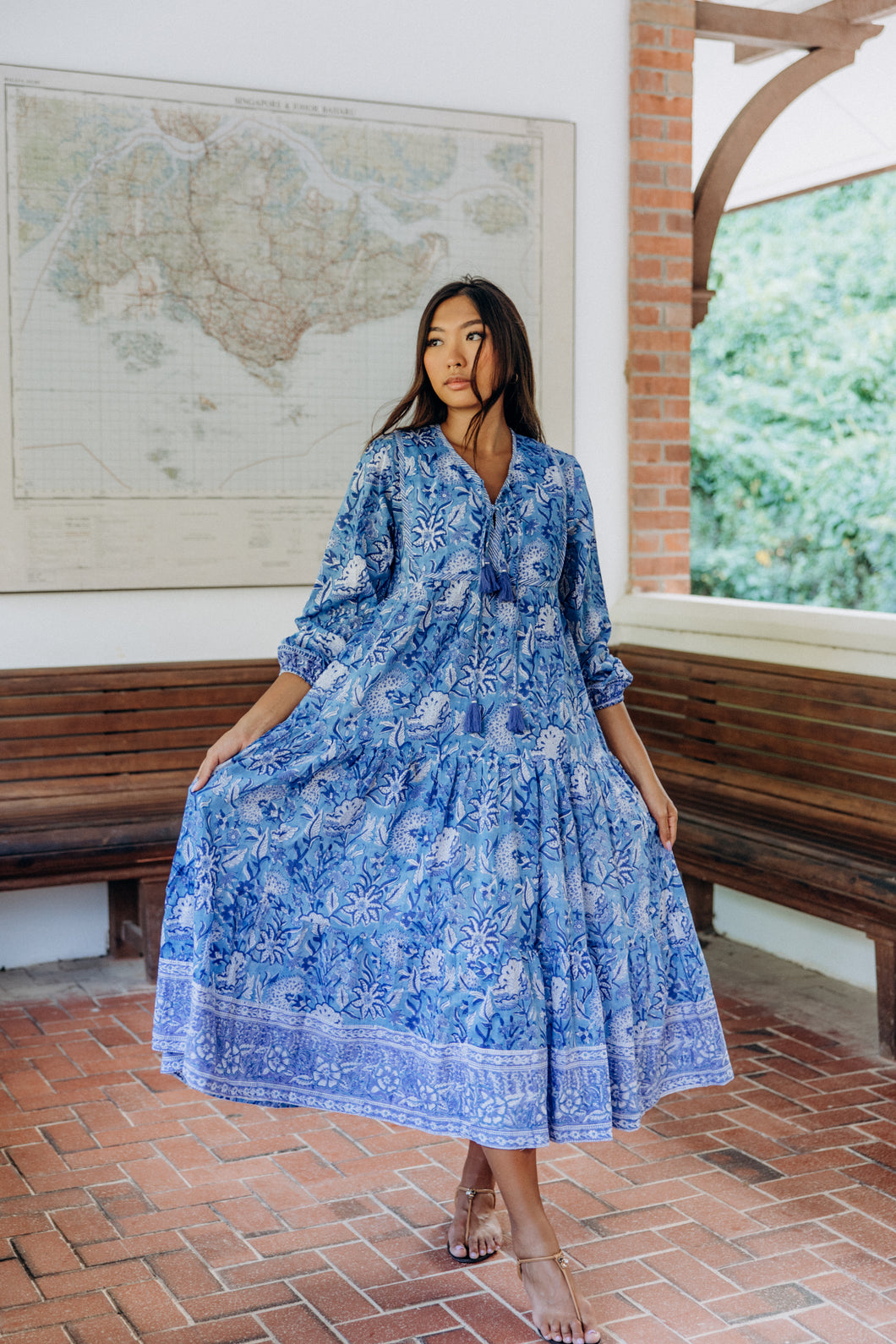 The Thyme Dress - blue floral