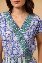 Load image into Gallery viewer, JUMPSUIT - blue with green floral
