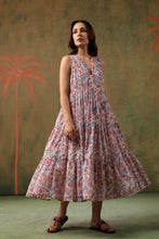 Load image into Gallery viewer, BORAGE MIDI dress - white w/ pink brown floral
