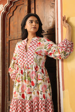 Load image into Gallery viewer, The WASABI midi - White with red and green floral
