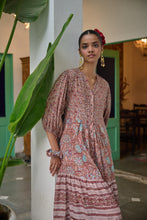Load image into Gallery viewer, The CHILLI maxi - brown with red and pink floral
