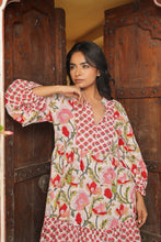 Load image into Gallery viewer, The WASABI midi - White with red and green floral
