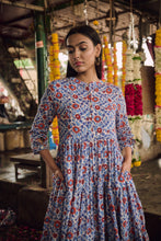 Load image into Gallery viewer, The Pepper dress - white with blue red floral
