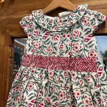 Load image into Gallery viewer, Kids Smocked dress with lining - white red floral
