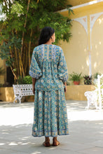 Load image into Gallery viewer, the Panelled skirt with pockets - green floral
