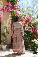 Load image into Gallery viewer, The Thyme Dress - turquoise w/ rose pink floral
