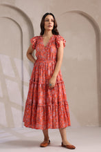 Load image into Gallery viewer, the CILANTRO midi - apricot w/ pink floral
