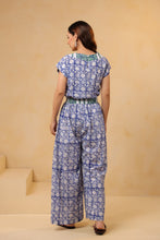 Load image into Gallery viewer, JUMPSUIT - blue with green floral
