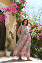Load image into Gallery viewer, The Thyme Dress - turquoise w/ rose pink floral

