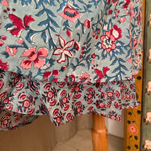 Load image into Gallery viewer, the KAFFIR midi - soft blue w/ pink red floral
