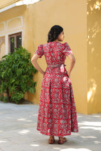 Load image into Gallery viewer, The CASSIA MAXI wrap dress - Red &amp; grey floral
