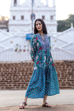 Load image into Gallery viewer, The WASABI midi - royal green w/ red blue floral
