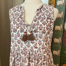 Load image into Gallery viewer, BORAGE MIDI dress - white with brown pink butis
