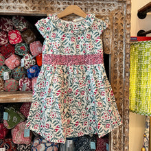 Load image into Gallery viewer, Kids Smocked dress with lining - white red floral
