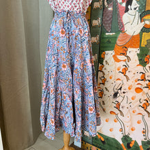 Load image into Gallery viewer, Godet Skirt - soft blue w/ pink floral
