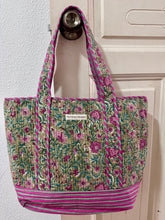 Load image into Gallery viewer, The mini summer tote - sage green and pink floral
