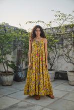 Load image into Gallery viewer, The TAMARIND maxi - yellow blockprinted tiered maxi
